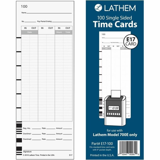 Lathem Model 700E Clock Single Sided Time Cards