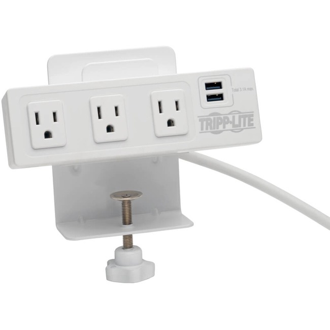 Tripp Lite Protect It! TLP310USBCW 3-Outlet Surge Suppressor/Protector - 3 x NEMA 5-15R, 2 x USB - 1.80 kVA - 510 J - 120 V AC Input