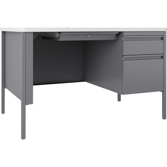 Lorell Fortress White/Platinum Steel Teachers Desk