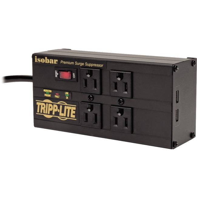 Tripp Lite Isobar 3330J Surge Protector 4 Outlet 2 USB Charging Ports 8ft Cord