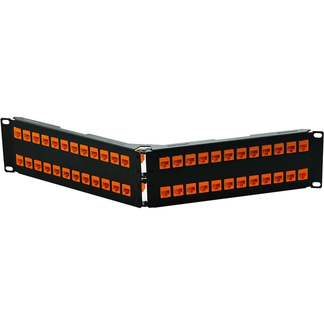 ADDON 19-INCH CAT6 48-PORT ANGLED 2U FEED THROUGH PATCH PANEL WITH REMOVABLE IND