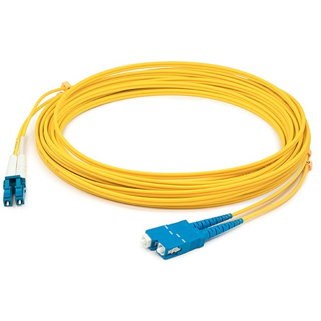 AddOn 12m ASC to LC Yellow OS2 Duplex OFNR (Riser-Rated) SMF Fiber Patch Cable
