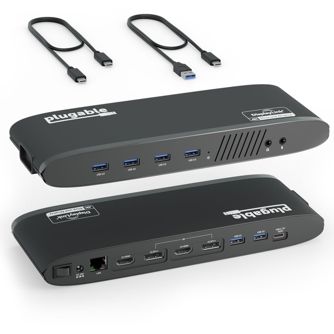 Plugable USB 3.0 Dual 4K Display Horizontal Docking Station - DisplayPort & HDMI