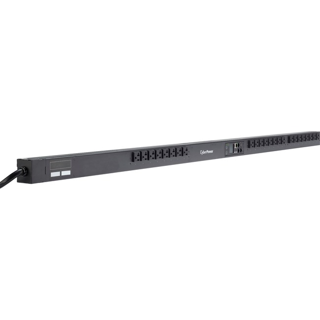 CyberPower PDUs PDU31101 Monitored - Automated notifications: E-mail, SMS, Text and SNMP Trap - Monitored - NEMA L5-20P - 24 x NEMA 5-20R - 120 V AC - Network (RJ-45) - 0U - Vertical - Rack-mountable, Wall-mountable
