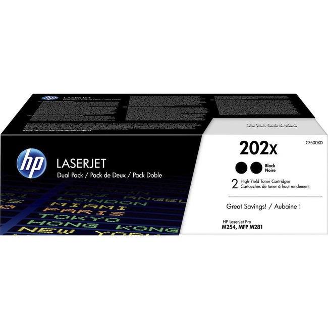 HP 202X (CF500XD) Toner Cartridge - Black - Laser - High Yield - 3200 Pages Black - 2 / Pack