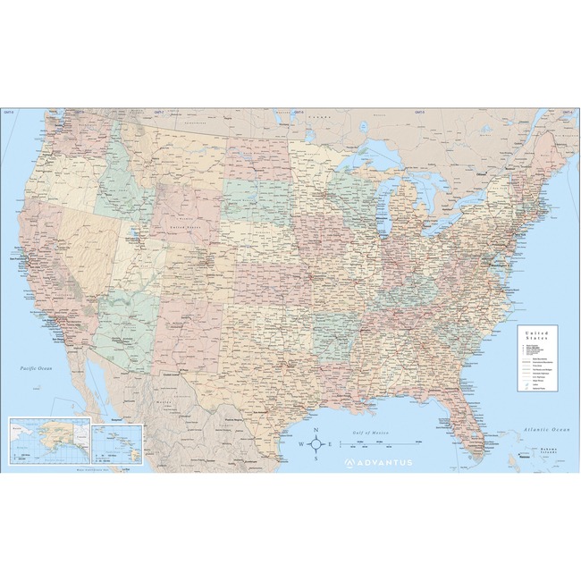 Advantus Laminated USA Wall Map