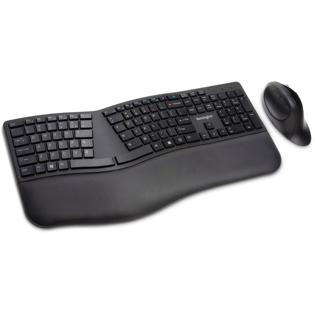 Kensington Pro Fit Ergo Wireless Keyboard/Mouse - Wireless Bluetooth/RF Wireless Bluetooth/RF 5 Button - Compatible with Computer (8589675406)