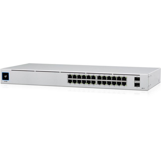 Ubiquiti USW-24-POE Ethernet Switch - 24 Ports - Manageable - 2 Layer Supported - Modular - Optical Fiber, Twisted Pair - 1U High - Rack-mountable, Desktop - 1 Year Limited Warranty