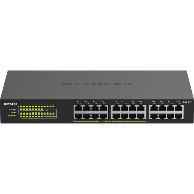 NETGEAR (GS324P-100NAS) 24-Port Gigabit Ethernet Unmanaged PoE+ Switch