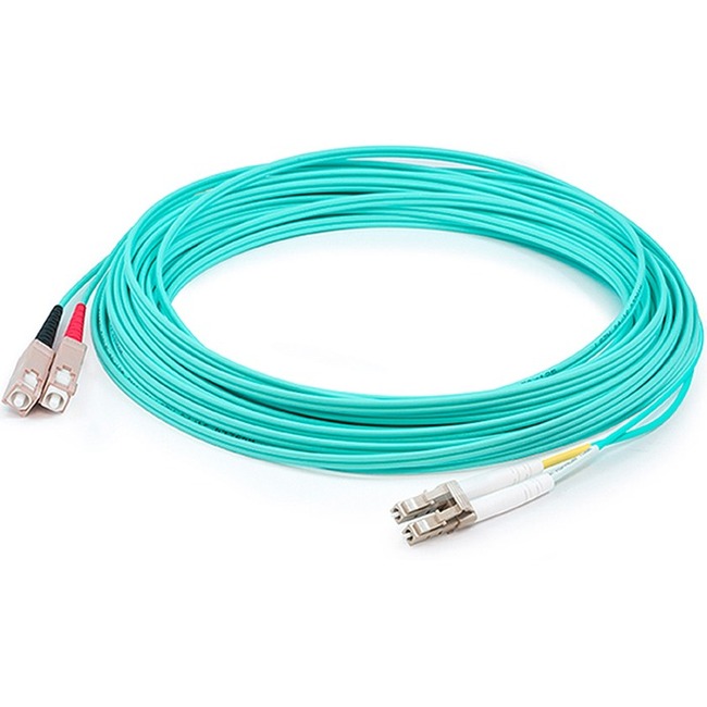 AddOn 71m SC to LC Aqua OM4 Duplex OFNR (Riser-Rated) Fiber Patch Cable