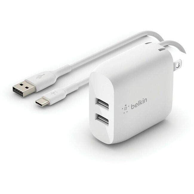 Belkin BoostCharge Dual USB-A Wall Charger 24W + USB-A to USB-C cable