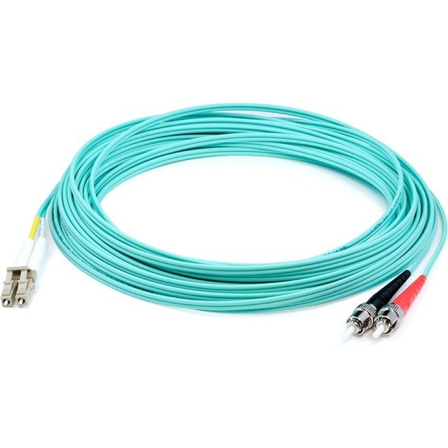 AddOn 32m ST to LC Aqua OM4 Duplex OFNR (Riser-Rated) Fiber Patch Cable