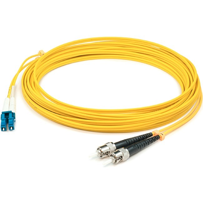 AddOn 12m ST to LC Yellow OS2 Duplex OFNP (Plenum-Rated) SMF Fiber Patch Cable