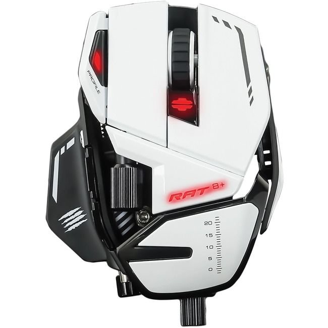 Mad Catz The Authentic R.A.T. 8+ Optical Gaming Mouse - White - Optical - White - 16000 dpi - Tilt Wheel (MR05DCAMWH00)