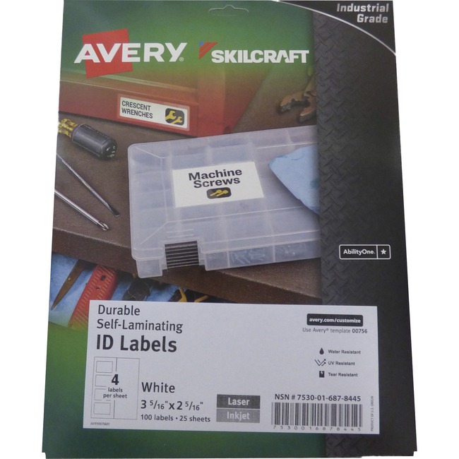 SKILCRAFT Avery Durable Self-Laminating ID Labels