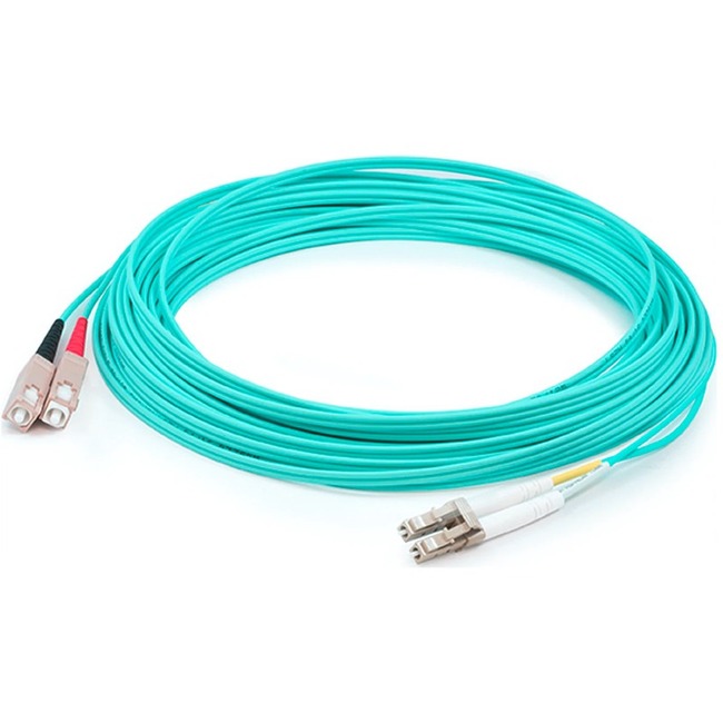 AddOn 37m SC to LC Aqua OM4 Duplex LSZH Fiber Patch Cable