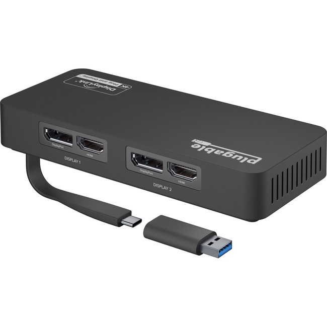 Plugable USB 3.0 and USB-C 4K DisplayPort and HDMI Dual Monitor Adapter