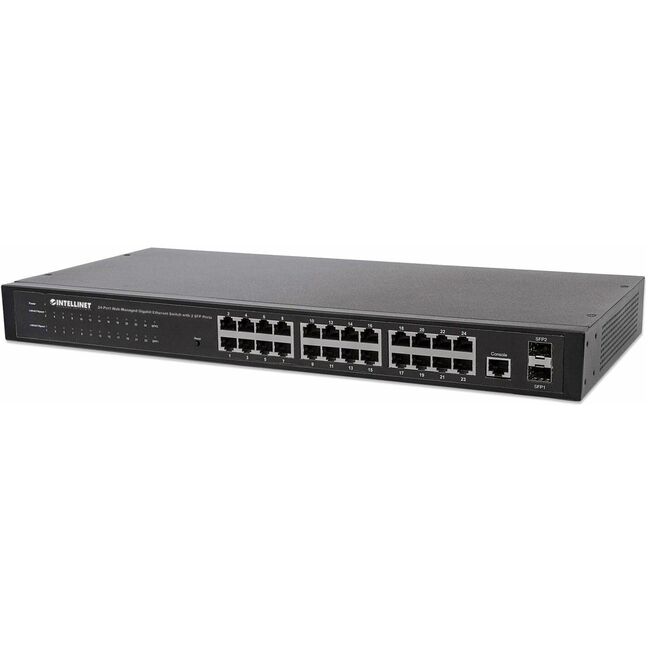 Manhattan 24-Port Web-Managed Gigabit Ethernet Switch with 2 SFP Ports
