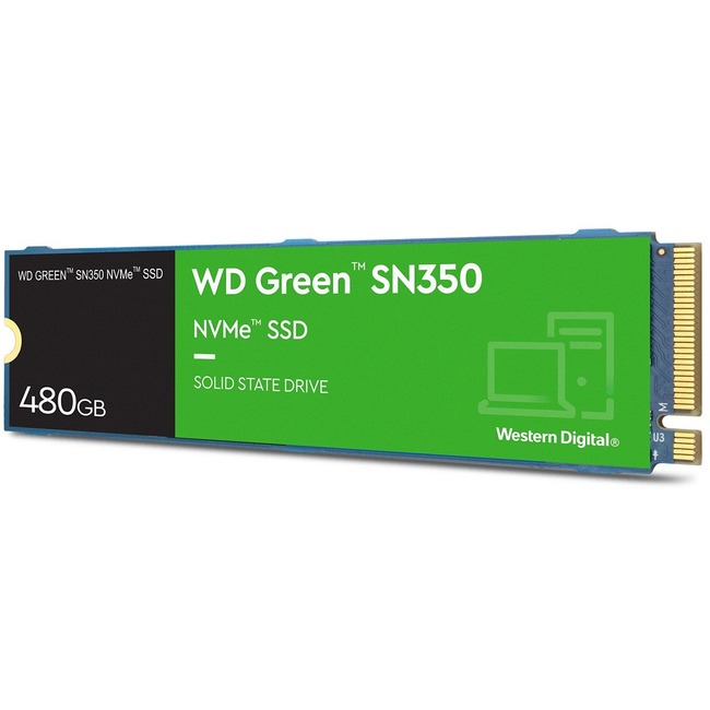 Western Digital Green SN350 WDS480G2G0C 480 GB Solid State Drive - M.2 2280 Internal - PCI Express NVMe (PCI Express NVMe 3.0 x4) - Desktop PC Device Supported - 60 TB TBW - 2400 MB/s Maximum Read Transfer Rate - 3 Year Warranty