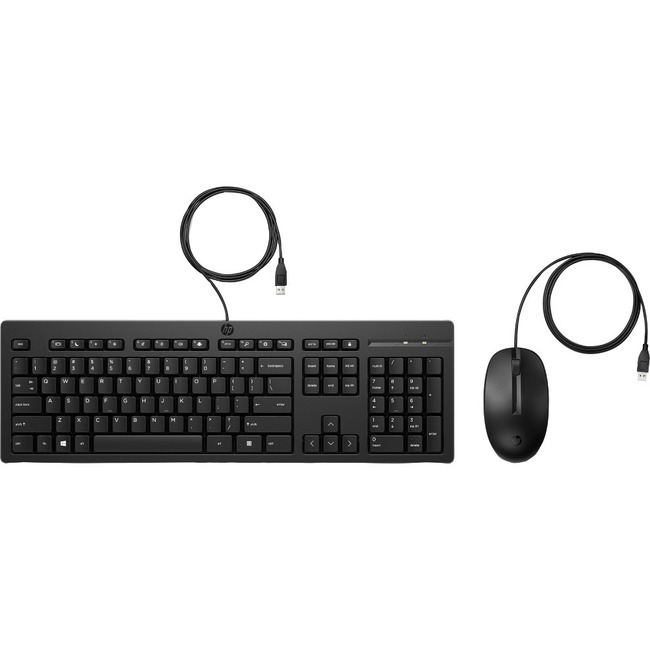 HP 225 Wired Mouse And Keyboard - USB Cable Keyboard - English (US) - Black - USB Cable Mo