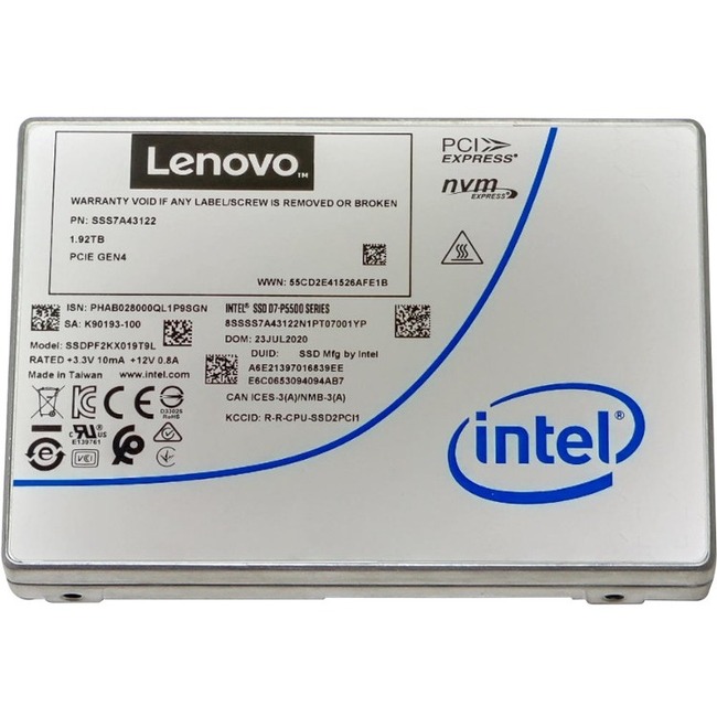 Lenovo D7-P5500 1.92 TB Solid State Drive - 3.5" Internal - PCI Express NVMe (PCI Express NVMe 4.0 x4)