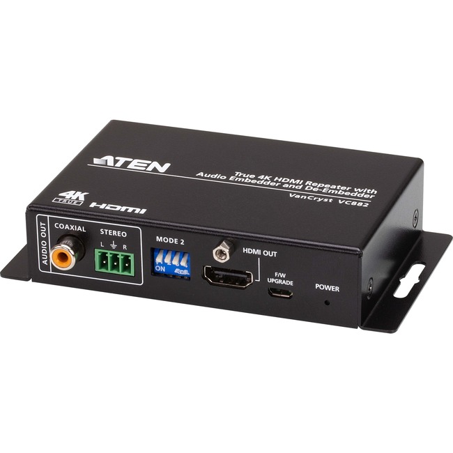 ATEN True 4K HDMI Repeater with Audio Embedder and De-Embedder - 4096 x 2160 - 16.40 ft Ma
