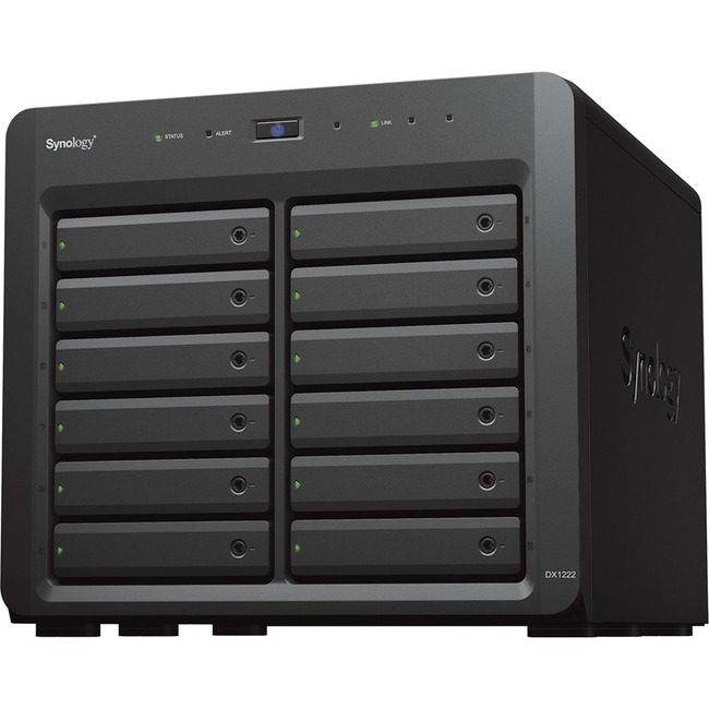 Synology DX1222 Boîtier de disque Serial Attached SCSI (SAS), SATA - Mini-SAS HD Host Interface Desktop - Baies remplaçables à chaud - 12 x HDD pris en charge - 12 x SSD pris en charge - 12 x Baie totale - 12 x Baie 2,5"/3,5"