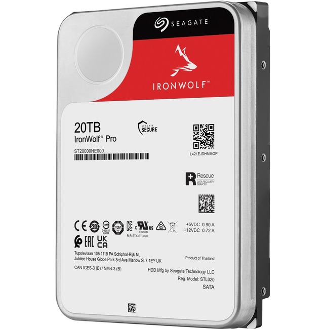 Seagate IronWolf Pro ST20000NE000 20TB Hard Drive - 3.5" Internal - SATA (SATA/600) - Conventional Magnetic Recording (CMR) Method - Server, Workstation, Storage System Device Supported - 7200rpm - 5 Year Warranty(Open Box)