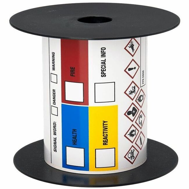 Brother 4in x 6in Color Diamonds Standard Vinyl Die-Cut Secondary GHS Label - x 4" (101.60 mm) Width x 6" (152.40 mm) Length - Roll - Thermal Transfer - White - Vinyl - 250 / Roll - 250 Total Label(s) - 250 / Roll