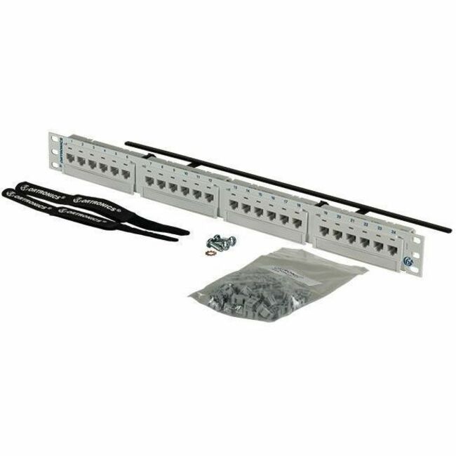 Ortronics Clarity Cat6A 24 Port Flat Panel, 110/6Port, T568A/B, 1RU, White