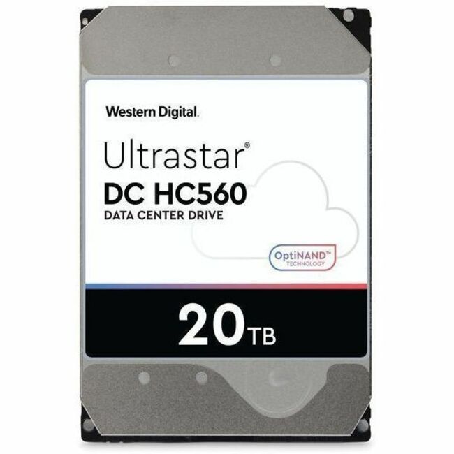 Western Digital Ultrastar DC HC560 WUH722020BL-5201 20 TB Hard Drive - Internal - SAS - Conventional Magnetic Recording (CMR) Method - 3.5" Carrier