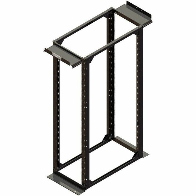 Ortronics MM20 4-Post Rack-42 in D Adjustable-7 ftH-45 RU-Black-Punched 3/8 in Square