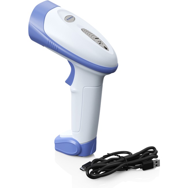 Ambir BR100 USB Barcode Scanner - Cable Connectivity - 1D-2D - Imager - USB - White-Blue -