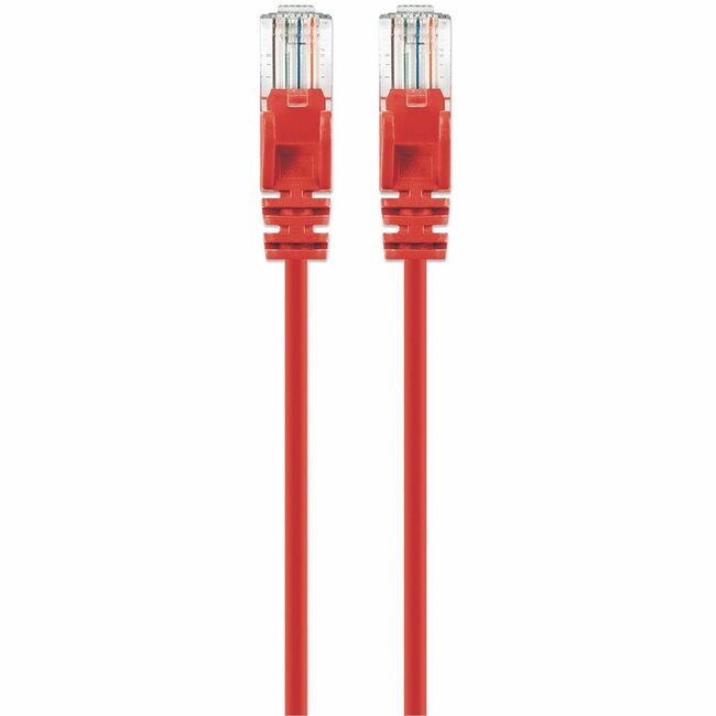 Intellinet Cat6 U/UTP Slim Network Patch Cable, 1.5 ft., Red