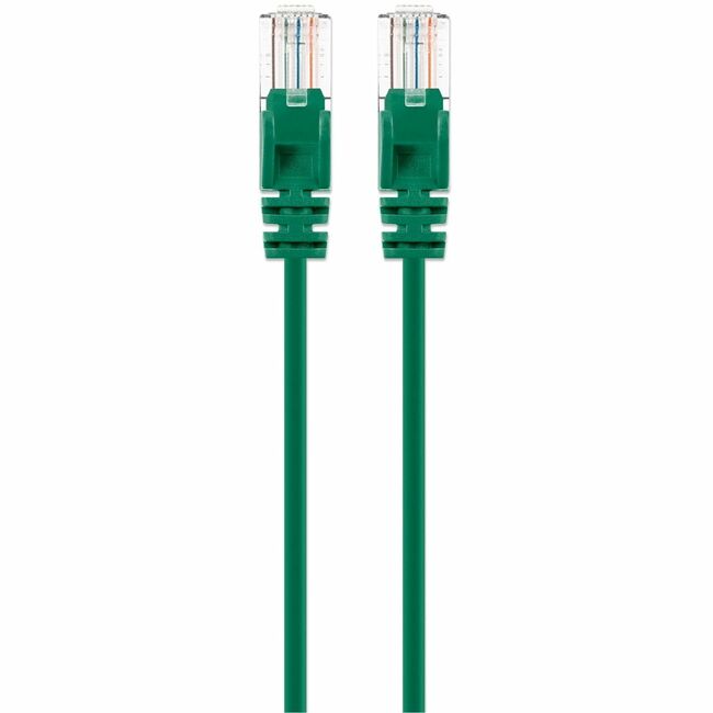 Intellinet Cat6 U/UTP Slim Network Patch Cable, 7 ft., Green