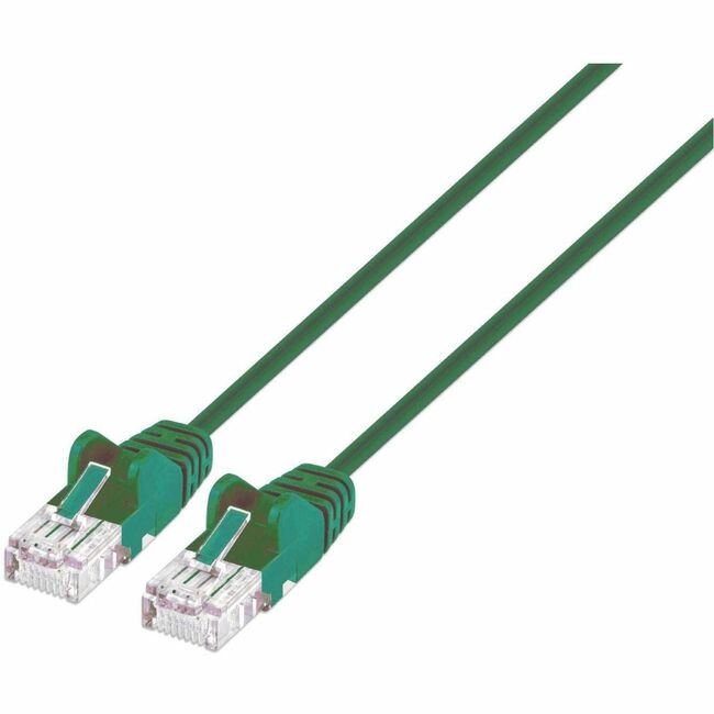 Intellinet Cat6 U/UTP Slim Network Patch Cable, 10 ft., Green