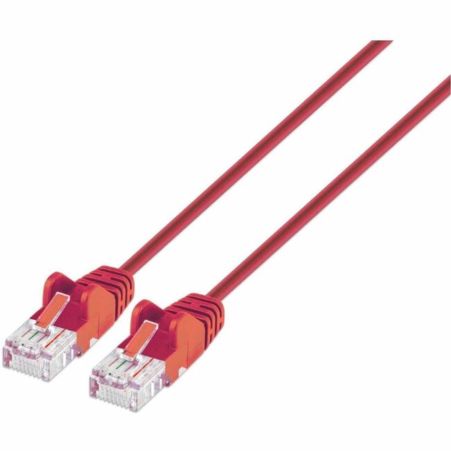 Intellinet Cat6 U/UTP Slim Network Patch Cable, 10 ft., Red