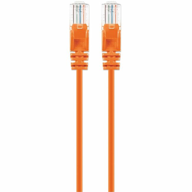 Intellinet Cat6 U/UTP Slim Network Patch Cable, 10 ft., Orange