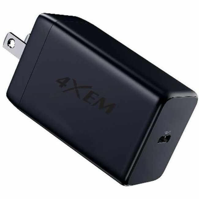 4XEM 65W USB-C GaN Wall Charger, USB-PD 3.0 Fast Charging, 100-240V Input, Black