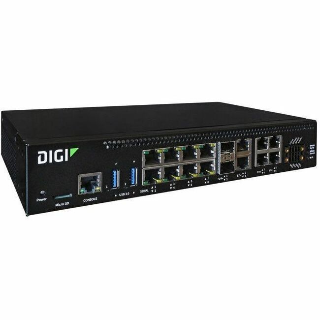 Digi Connect EZ 8 I/O SW - Serial Server, 8-port, RS-232, Digital/analog I/O, Ethernet Switch, US Power Cord
