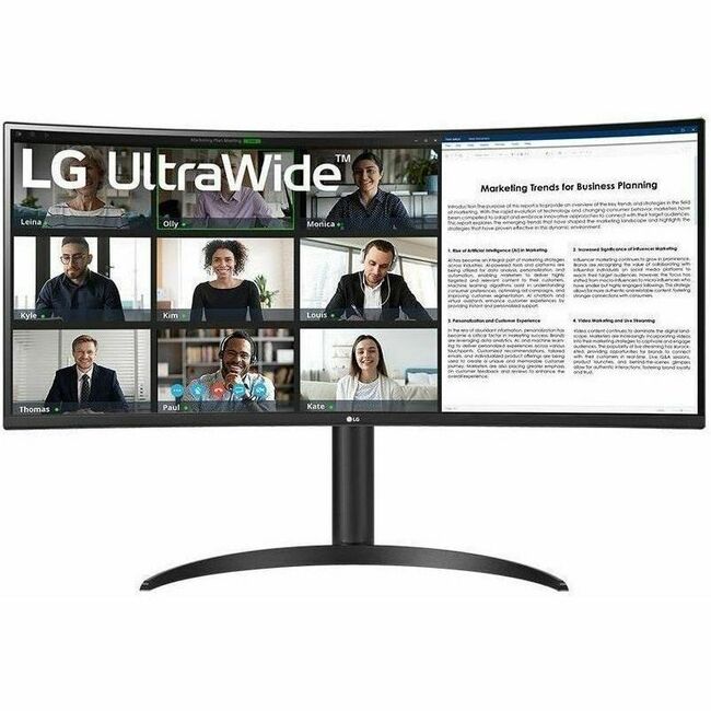 LG 34BR55QC-B 34" Class UWQHD Curved Screen LCD Monitor - 21:9 - Textured Black - TAA Compliant