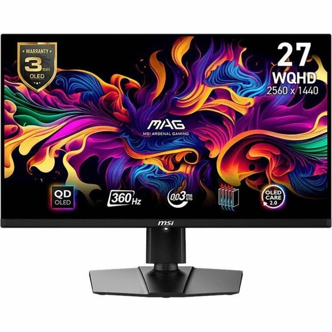 MSI MAG 271QPX QD-OLED - MAG271QPXQDOLED - Gaming Monitor - 26.5" WQHD QD-OLED 360Hz AMD FreeSync Display - HDMI - DisplayPort