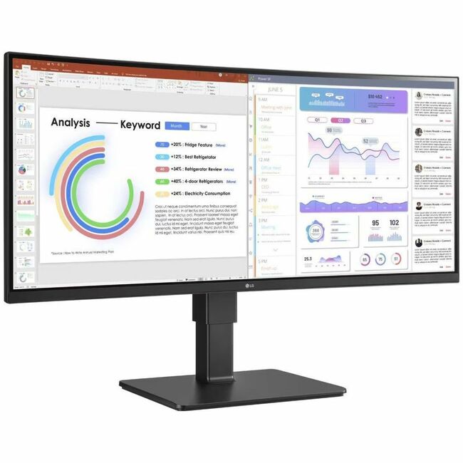 LG 34BQ77QE-B 34'' WQHD UltraWide Curved Monitor with Built-in Speakers, & USB Type-C