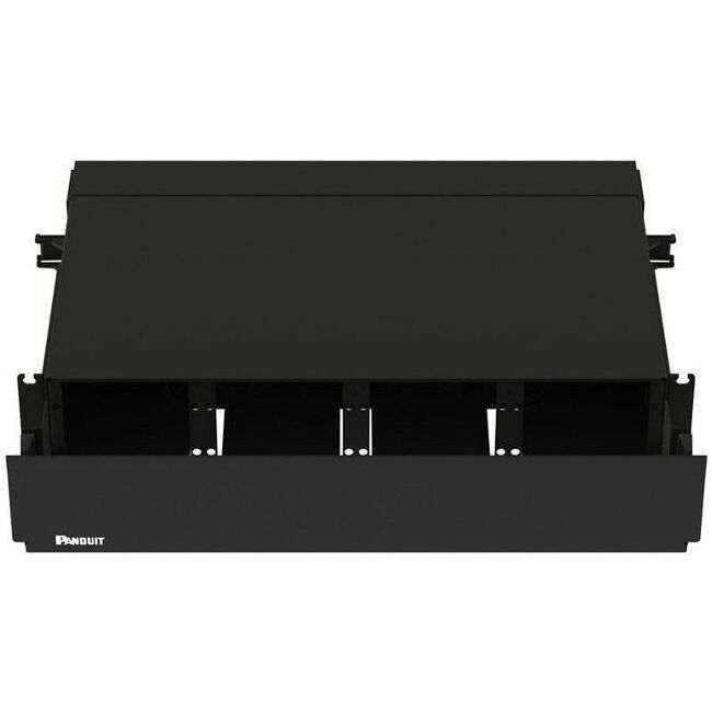 Panduit Opticom Rack Mount Enclosure, Black, 2 RU, 8 FAP/Cassette Slots