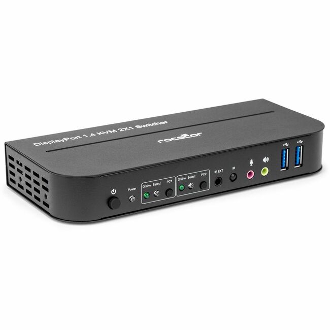 Rocstor Solid KVM SK05 DisplayPort 1.4 and USB 3.0 2×1 KVM Switch