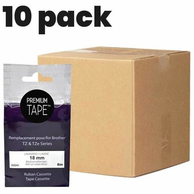 Premium Tape Brother TZe-241 Compatible Premium Tape Noir/Blanc 18mm (10)