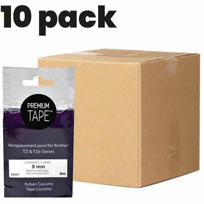 Premium Tape Brother TZe-221 Compatible Premium Tape Black/White 9mm (10)