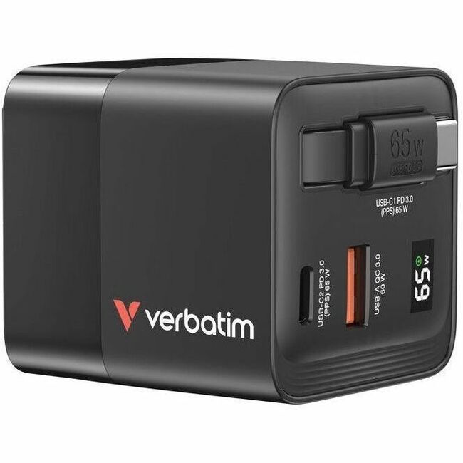 Verbatim GaN Charger 65W Retractable Cable