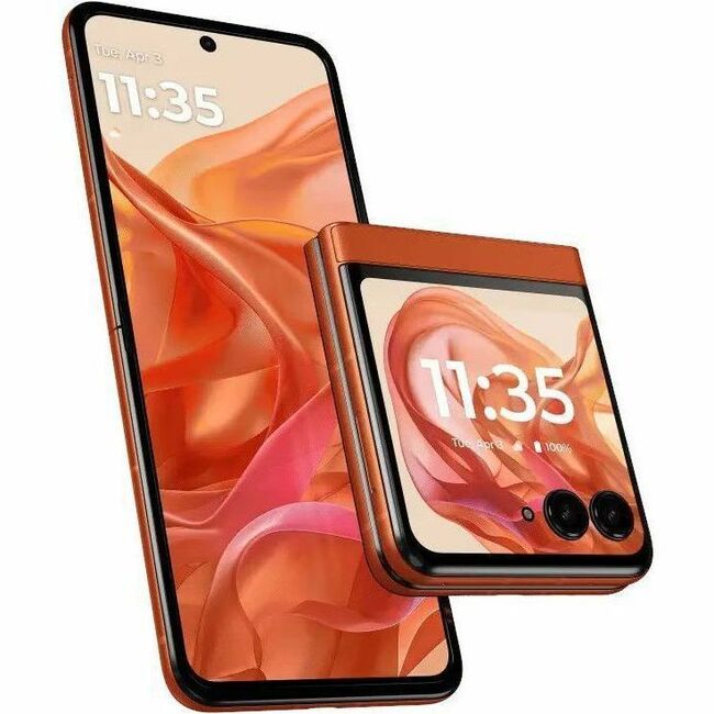 Motorola Mobility razr 2024 256 GB Smartphone - 6.9" Flexible Folding Screen P-OLED Full HD Plus 2640 x 1080 - Octa-core (Cortex A78Quad-core (4 Core) 2.50 GHz + Cortex A55 Quad-core (4 Core) 2 GHz - 8 GB RAM - Android 14 - 5G - Spritz Orange