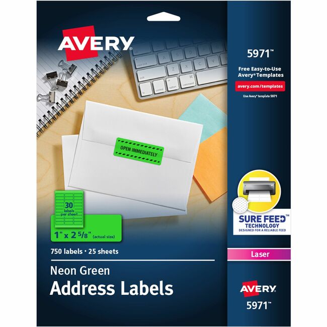 Avery Neon Rectangular Labels for Laser and/or Inkjet Printers
